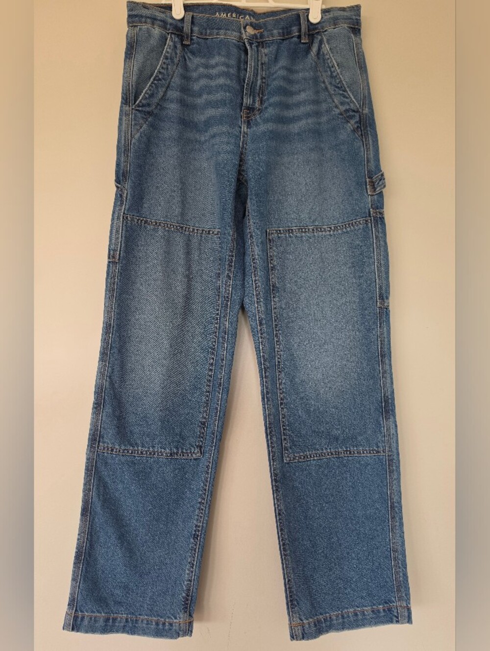American Eagle Outfitters Blue 90's Straight Carpenter Patchwork Jeans.Womens 10